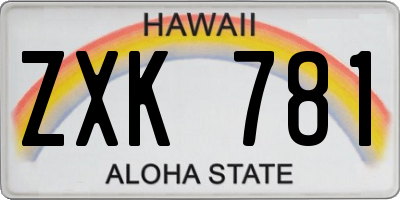 HI license plate ZXK781