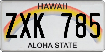 HI license plate ZXK785