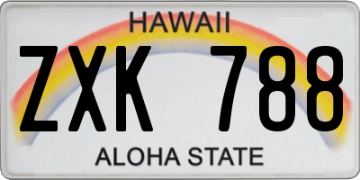 HI license plate ZXK788