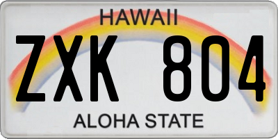 HI license plate ZXK804