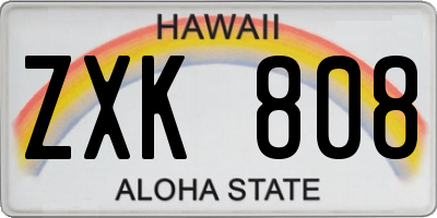 HI license plate ZXK808