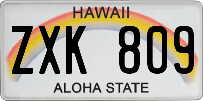 HI license plate ZXK809