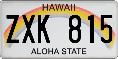 HI license plate ZXK815