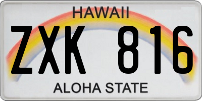 HI license plate ZXK816