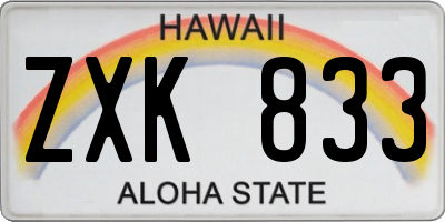 HI license plate ZXK833