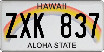 HI license plate ZXK837