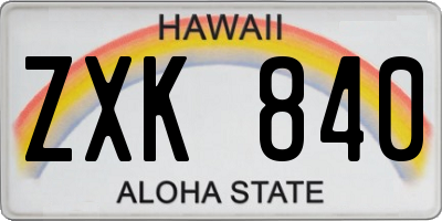 HI license plate ZXK840
