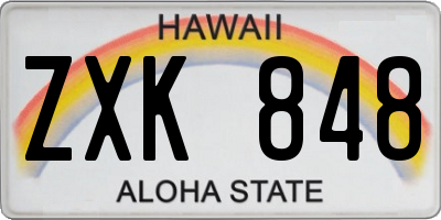 HI license plate ZXK848