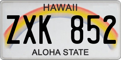 HI license plate ZXK852