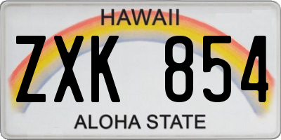 HI license plate ZXK854