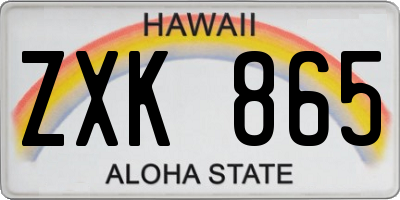 HI license plate ZXK865