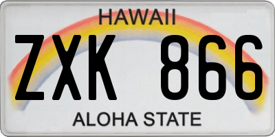 HI license plate ZXK866