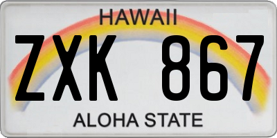 HI license plate ZXK867
