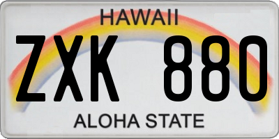 HI license plate ZXK880