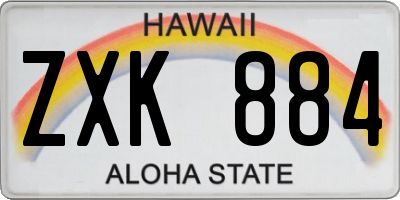 HI license plate ZXK884