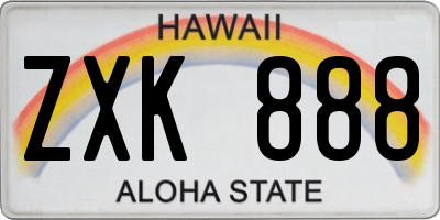 HI license plate ZXK888