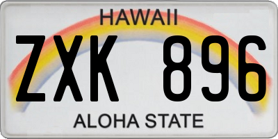 HI license plate ZXK896