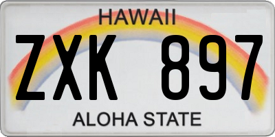 HI license plate ZXK897