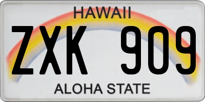 HI license plate ZXK909