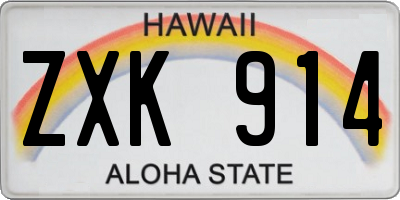 HI license plate ZXK914
