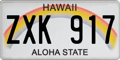 HI license plate ZXK917