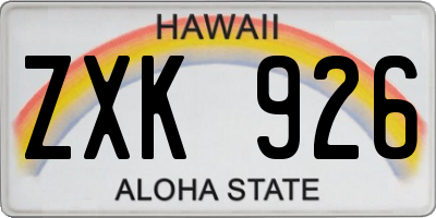 HI license plate ZXK926