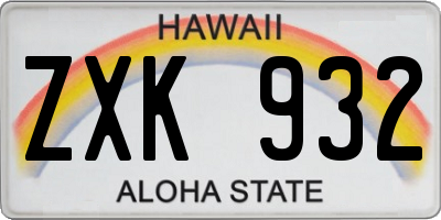 HI license plate ZXK932