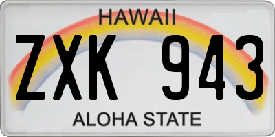 HI license plate ZXK943