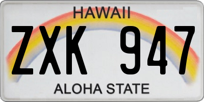 HI license plate ZXK947