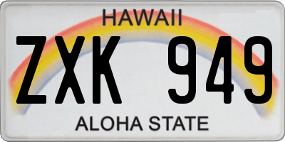 HI license plate ZXK949