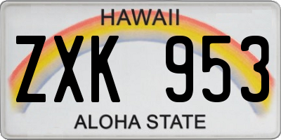 HI license plate ZXK953