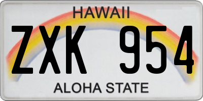 HI license plate ZXK954