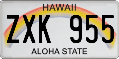 HI license plate ZXK955