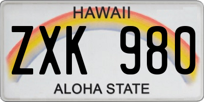 HI license plate ZXK980