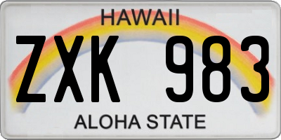 HI license plate ZXK983