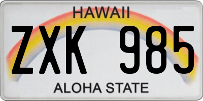 HI license plate ZXK985