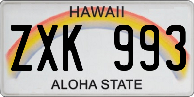 HI license plate ZXK993