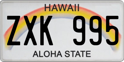 HI license plate ZXK995