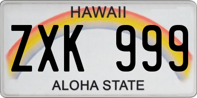 HI license plate ZXK999
