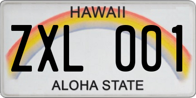 HI license plate ZXL001