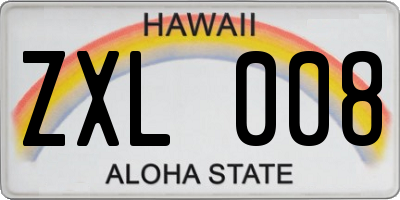HI license plate ZXL008