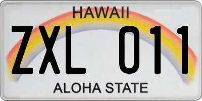 HI license plate ZXL011