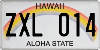 HI license plate ZXL014