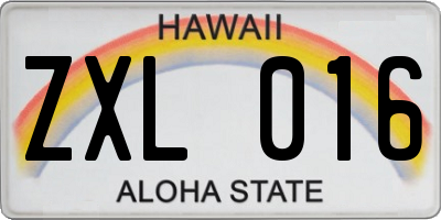 HI license plate ZXL016