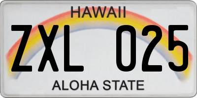 HI license plate ZXL025