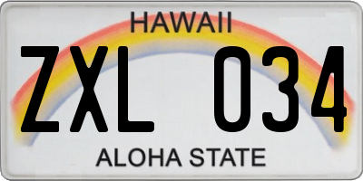 HI license plate ZXL034