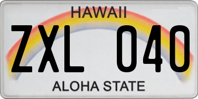 HI license plate ZXL040