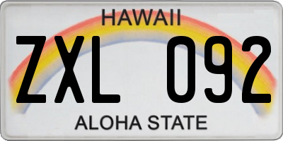 HI license plate ZXL092
