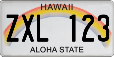 HI license plate ZXL123