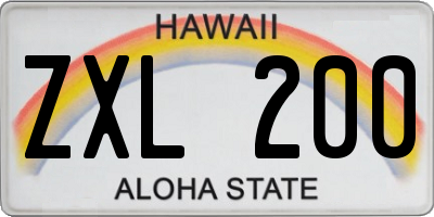 HI license plate ZXL200